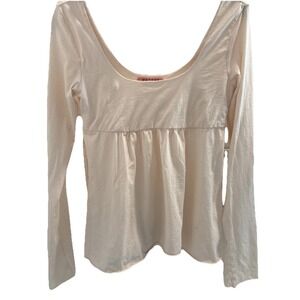 Velvet by Graham & Spencer Pink Long Sleeve Babydoll Top Coquette Size S Y2K USA